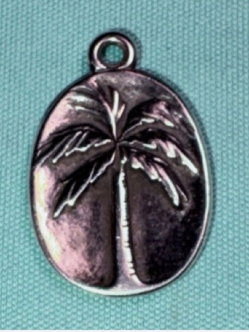 James Avery Palm Tree Oval Metal Charm Pendant - Silver